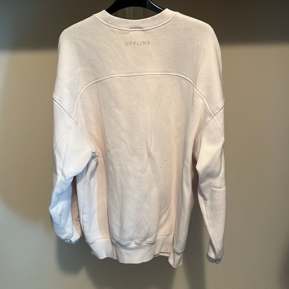 Aerie Off-line Super Soft Cream Crew Neck Pullover Sweatshirt - Picture 5 of 6